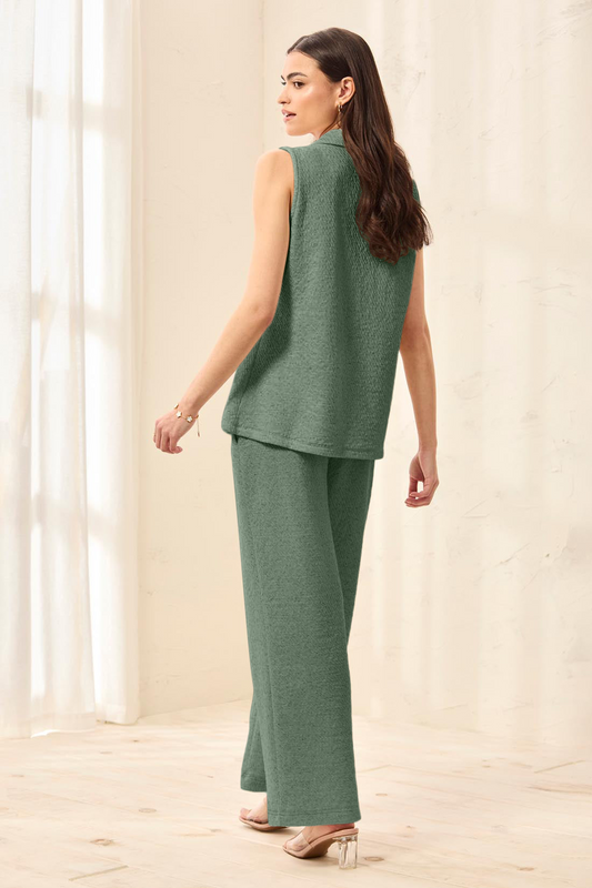 TRIBAL TEXTURED WIDE LEG ANKLE TROUSERS