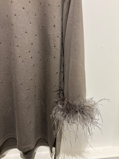 Malissa J Faux Fur Sleeve Studded Top