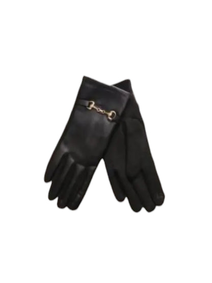 Soft Vegan Leather Gloves In Black