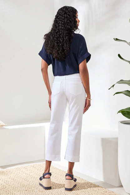 TRIBAL COMFORT STRETCH PULL-ON KICK FLARE CAPRIS IN WHITE