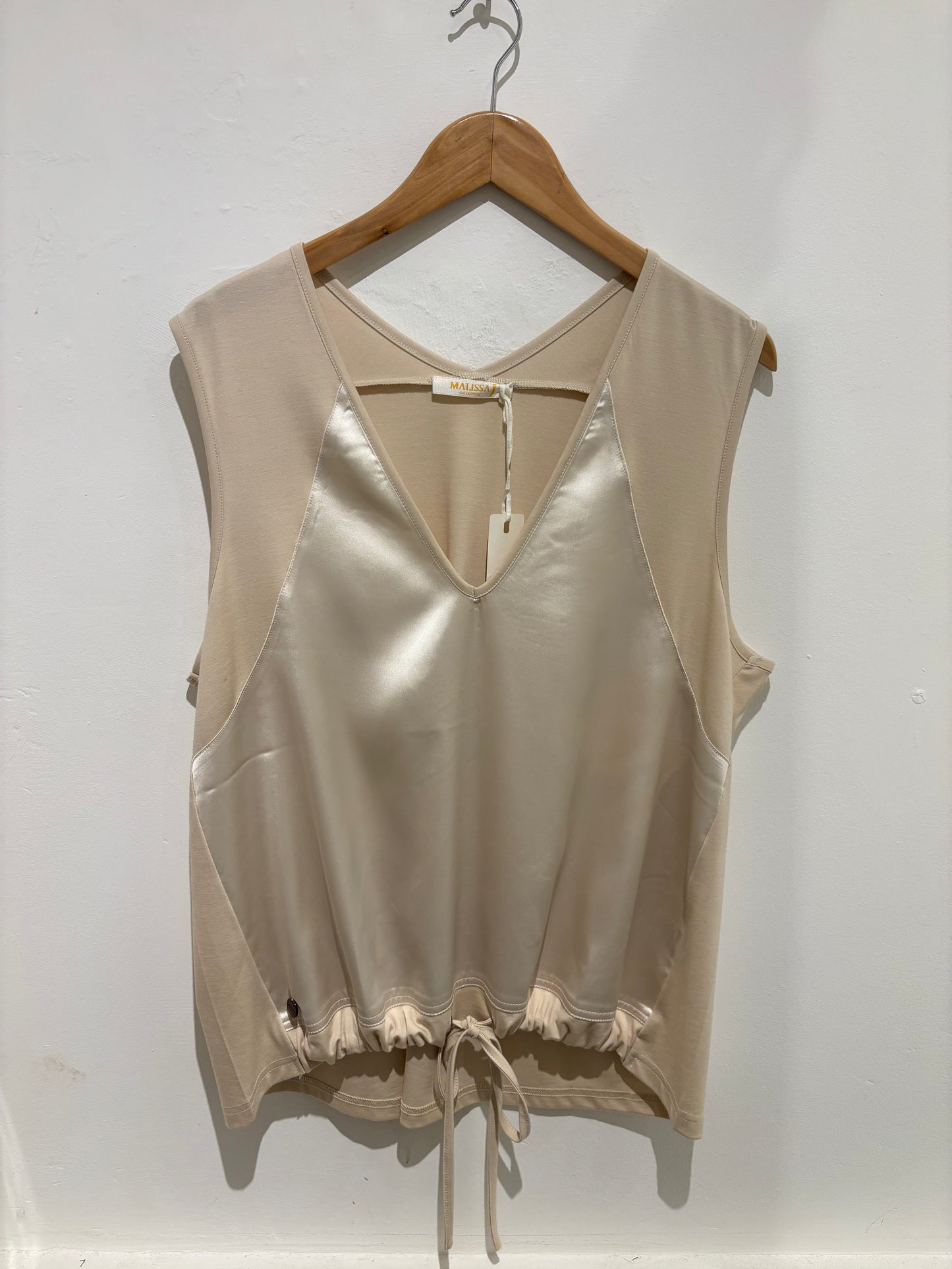 Malissa J Cream Satin Front Vest Top