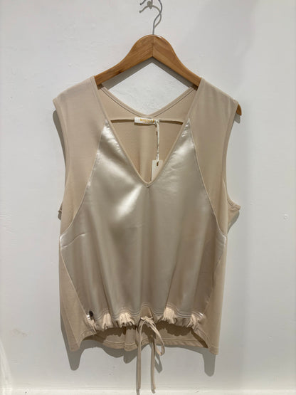 Malissa J Cream Satin Front Vest Top