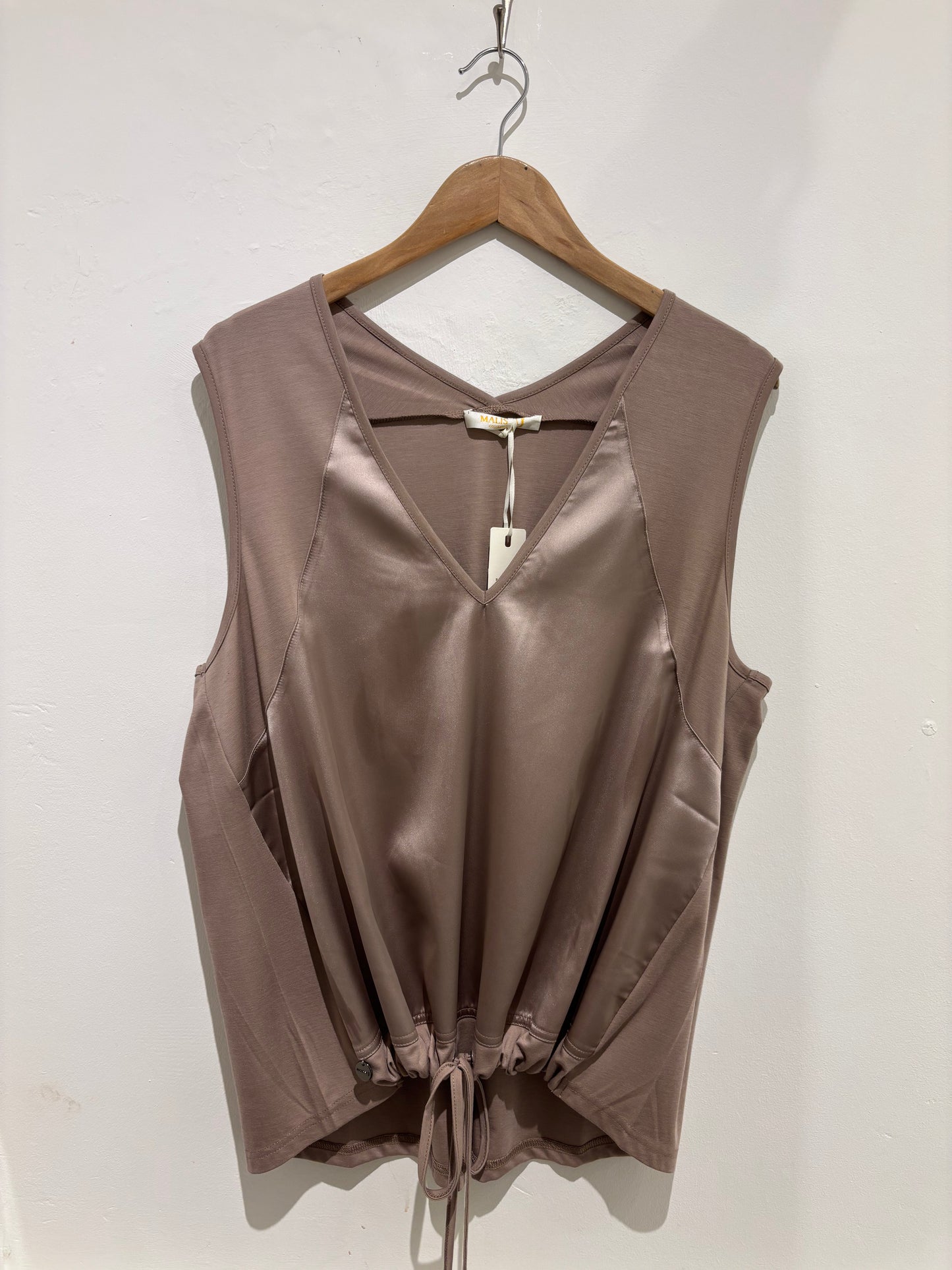 Malissa J Taupe Satin Front Vest Top