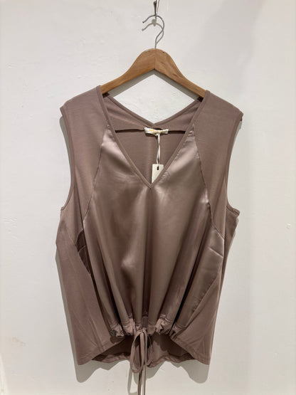 Malissa J Taupe Satin Front Vest Top