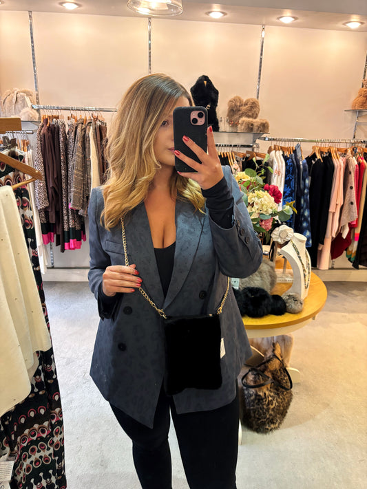 Faux Fur Cross Body Bag In Black