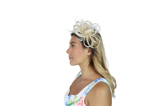 Nude Medium Feather Fascinator