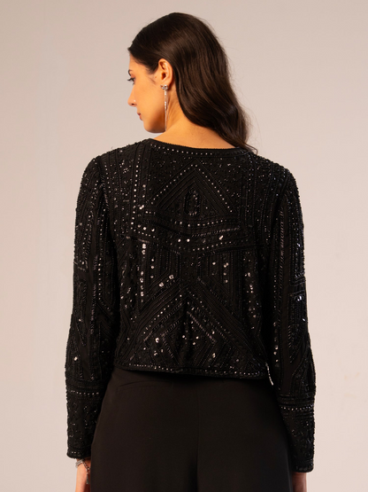 Rose And Nancy Briar Black Hand Beaded Trophy Jacket