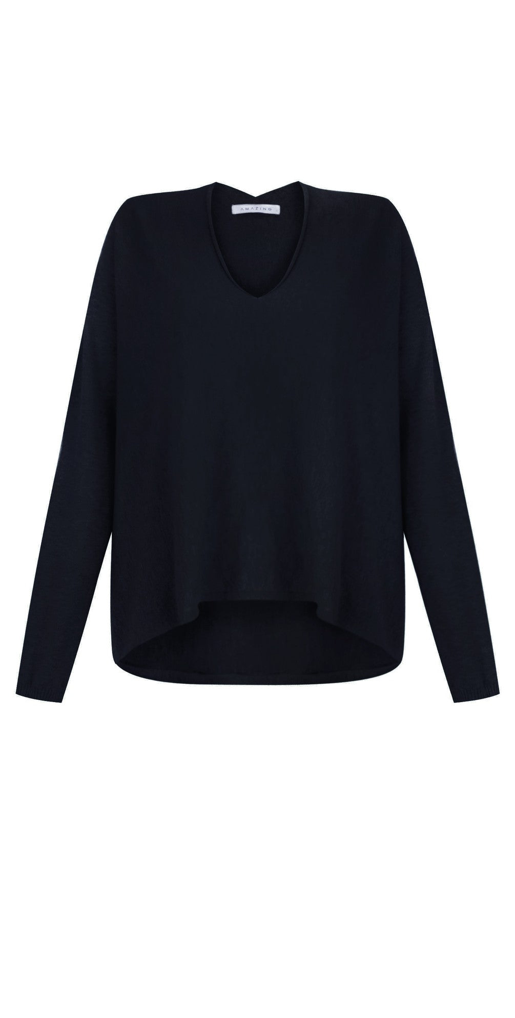 Mika Boxy Fine Knit Jumper In Navy